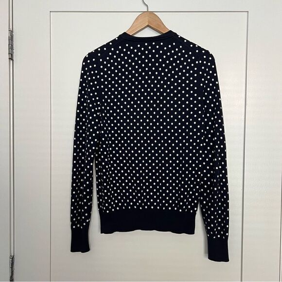Tommy Hilfiger Cardigan Womens Sz M Navy Blue Polka Dot Button Front Pima Cotton - Picture 6 of 12